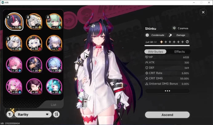 Global SEA|HL 17|Tyc 7|SSR 5 2 Limited|(Shinku & Iroi)+(Hathor,Sakiri,Baicang)|Overcast Canopy|Female MC|Take Mail|NTE1714