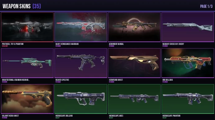 NA 35 Skins + 6 Agents Xenohunter Knife / Sentinels of Light Vandal / Protocol 781-A Phantom Full Access