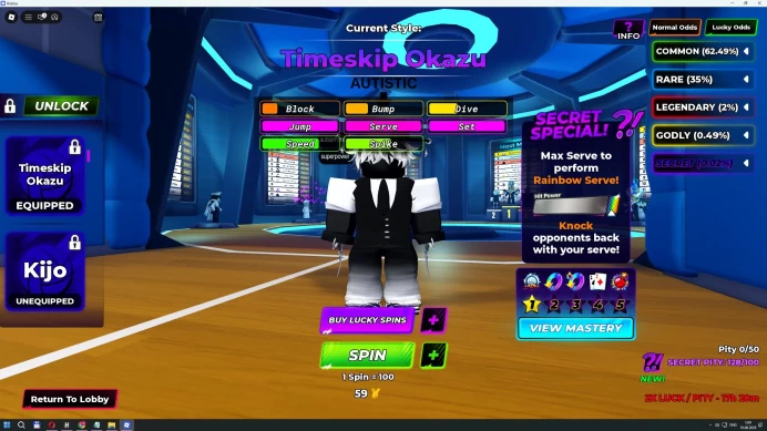ROBLOX4800 // ACCOUNT WITH 133LVL /Timeskip Kyamo + OG Feiko + Timeskip Okazu + Kijo / Magnetic Pull + rare score fx /VIP