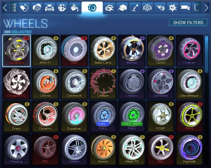 STOCK1265 // Account with Aftershock //Dominus GT// Fennec //Octane //Nimbus //Samurai //Takumi //+100 BODIES //396 WHEELS