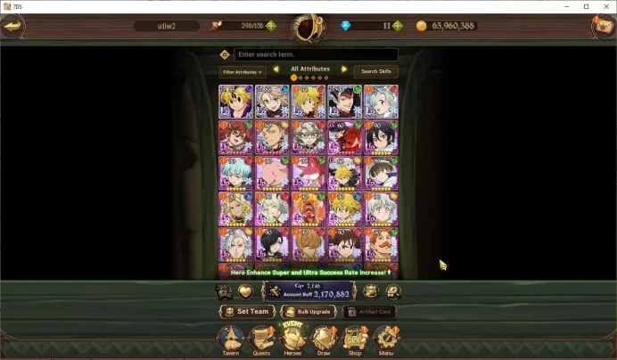 ASIA|2.1M Power|5 LR|N Meliodas,L Meliodas,A BAN,Elisabet,Roxxy|Check SS|CodeOnly(SDS807Z)