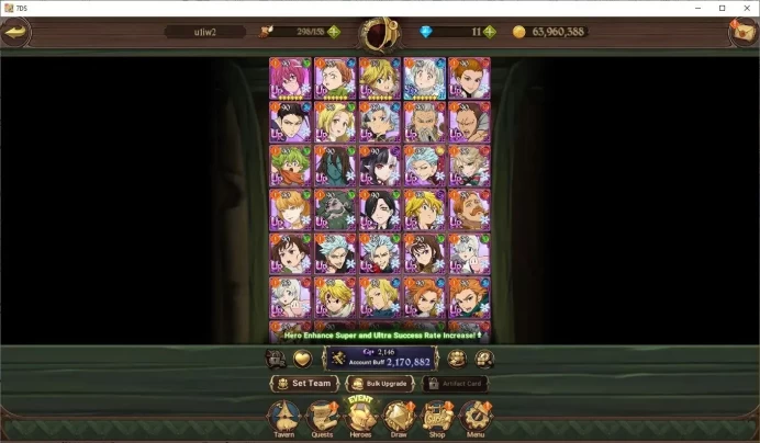 ASIA|2.1M Power|5 LR|N Meliodas,L Meliodas,A BAN,Elisabet,Roxxy|Check SS|CodeOnly(SDS807Z)