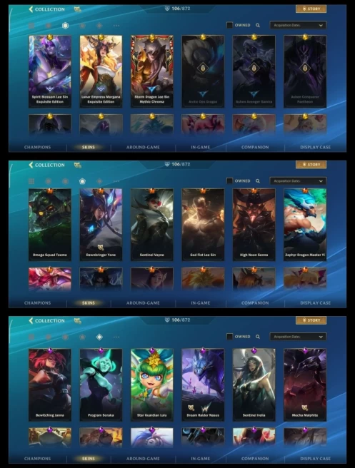 2241 - IOS Android - Server EU - Level 221 - 140 Champion - 106 Skin - 3 Mythic - 7 Legendary - 46 Epic