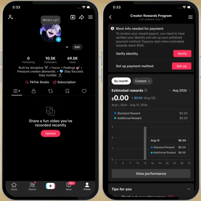 Premium Germany Monetized Creator Rewards Account – 10K+ Organic Followers | 69K+ Likes | Full Ownership + Verified Clean History