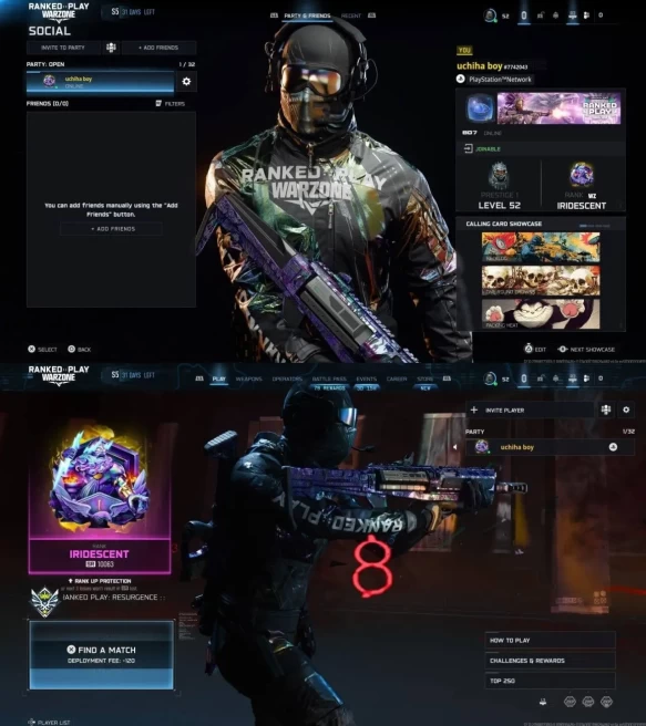 2239 - Warzone BO7 - All Platform - Level 52 - Iridescent Operator - Season 5 - 4 Event Camo
