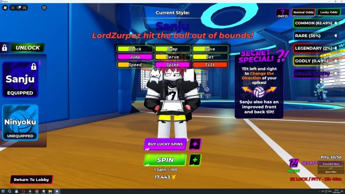 ROBLOX4807 // ACCOUNT WITH 77 LVL /Sanju + Kisuki /Divine Strength /donation skin and account