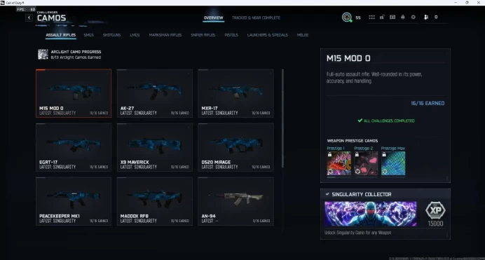 WZ5/BO7 | 30X SINGULARITY | LEVEL 55 | FULL ACCESS | PC/XBOX/PSN | TOTAL 450+ CAMOS | Instant delivery | BO7 NOT PURCHASED