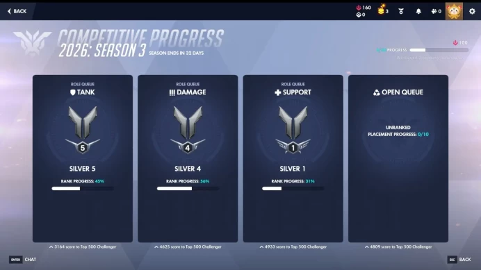 Overwatch 2 | Tripple Silver | Level 80 | Damage , Support,Tank Silver Rank | phone verified Battlenet | Full access | Instant delivery
