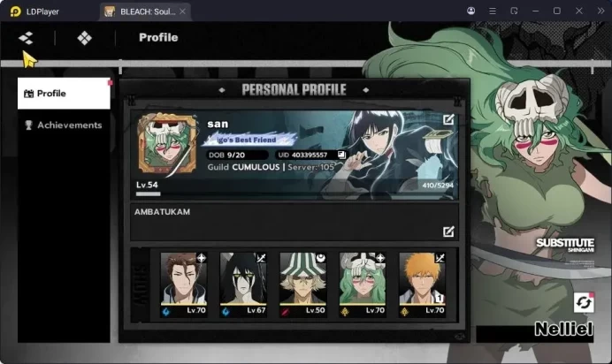 Nuverse SEA|Lv.54|9 SSR 3 Sign(Yoruichi,Tosen,KomamaruB1,Aizen,Nelliel,Ulquiorra,Uruhara,(Byakuya,IchigoDZ-B1)+Stamp)|BSR127B