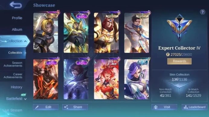 Global|Skin 136|Expert|Collector Natalia,PACE Fanny,Blazing Franco,Lightborn Tigreal+Granger|More Check SS ML2678B