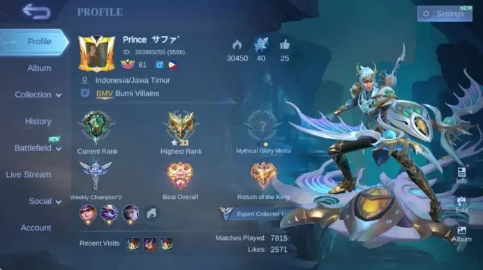 Global|Skin 196|Expert|KOF Karina,Collector Natalia,Lightborn Harith+Granger,DragonT Ling|More Check SS ML2681B