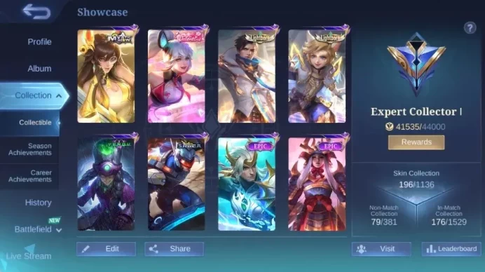 Global|Skin 196|Expert|KOF Karina,Collector Natalia,Lightborn Harith+Granger,DragonT Ling|More Check SS ML2681B