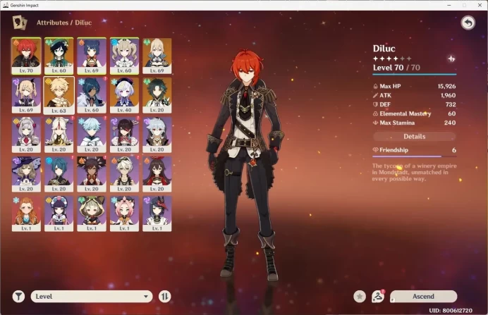 Asia | AR 42 | 2 Limit+3 Std | Venti,Xiao | MC Male | TakeMail Check SS GI357B
