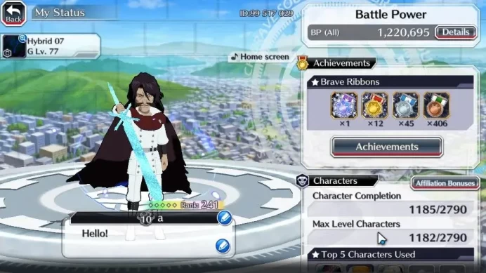 GLOBAL|BP 1,2M+57K Orb|TYBW26(Jugram,Yhwach,Ikaku),11th{Ulquiorra,Grimmjow),10th Rukia,TYBW24 Renji,DT Ichigo,etc|Klab ID|BBS2876