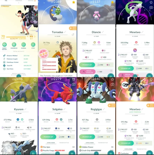 2466 Level 70 SHUNDO Tornadus Lucky Armored Mewtwo x1 Shiny Mega Mewtwo DNA BG