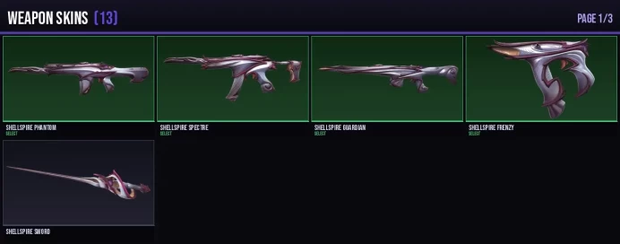 EU 13 Skins + 8 Agents + 245 RP Shellspire Sword / Shellspire Phantom / Shellspire Spectre Full Access