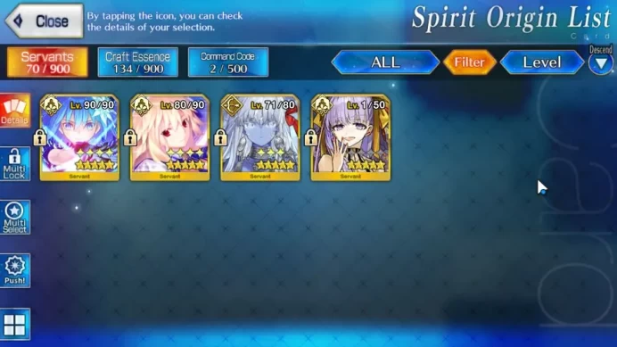 NA Lvl 53| 4 SSR|Star CIEL,Archetype EARTH,BB Dubai,Kali|52 Golden Fruit|Free SSR Selector|Orleans|Birthday Unset|FGO835