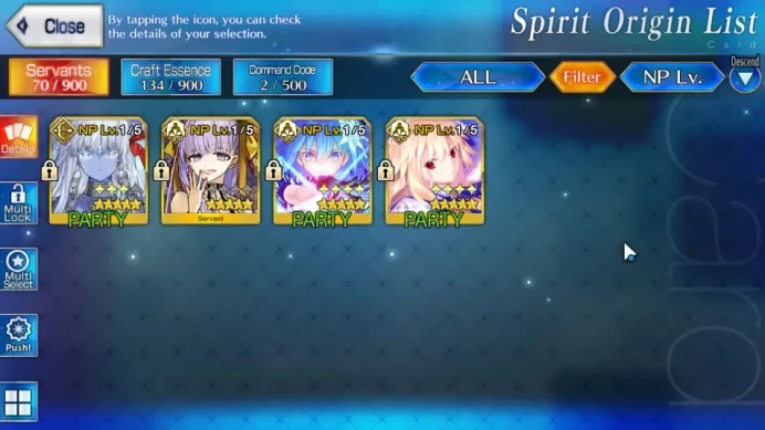 NA Lvl 53| 4 SSR|Star CIEL,Archetype EARTH,BB Dubai,Kali|52 Golden Fruit|Free SSR Selector|Orleans|Birthday Unset|FGO835