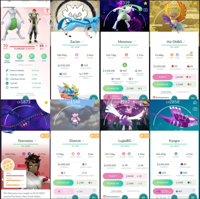 2467 Level 70 Eternatus Shundo x14 Genesect100 Pikachu, Ph. D. Pose Shiny Mewtwo DNA BG