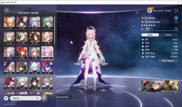 Asia|TL 70|24 Limited| (Castorice E1,Acheron E1)+Sign Evanescia,The Herta,Phainon,Cyrene E1,Fugue Etc|Female MC|TakeMail|HSR8417
