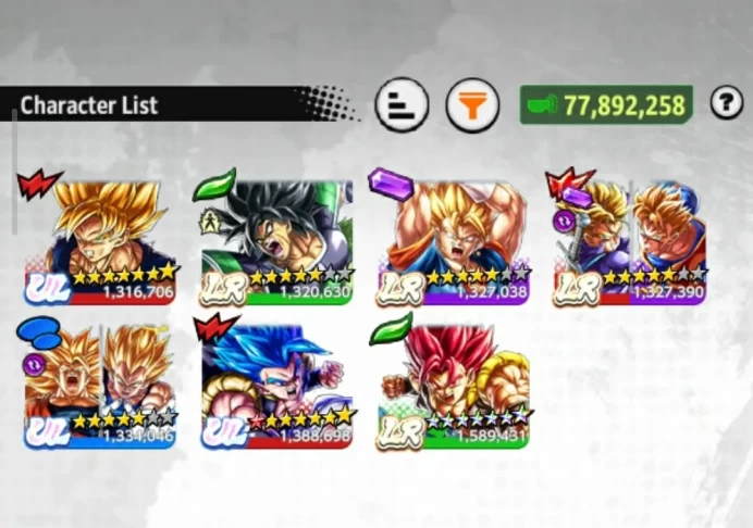 New UL Gogeta 8S+UL GokuVegeta+LR Shallet Full+LR TrunkGohan+LR Broly+LR Vegito+32 Legends(Gohan yel+ss4 goku+Zamau 8s+GokuHit)Have Equip (D432)