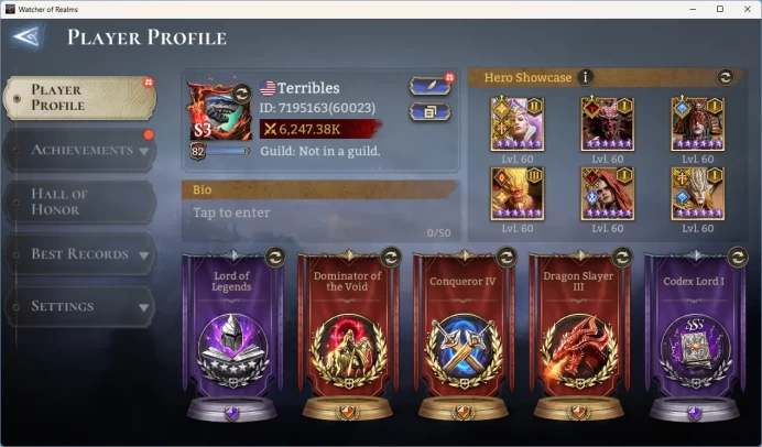 Global 60xx|Power 6,2M|10 Lord:IngridA2,ValderonA1,NastyaA1,More|62 Legend:VolkaA4,Numera,SunWukong|Nightmare IV|CheckSS|WOR031B