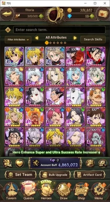 ASIA|4.86M Power| 3 LR+8UR(Nemesis Meliodas,Menor,Aqua,Tristan,and etc)|1 Selector UR|CodeOnly(SDS809Z)