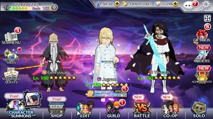 GLBAL|55K Orb|TYBW26(Jugram,Yhwach,Genryusai),Crsent Ulquiora,DT Ichigo,Renew(Byakuya,Aizen,Ichigo),etc|5K AccTic|KlabID|BBS2877
