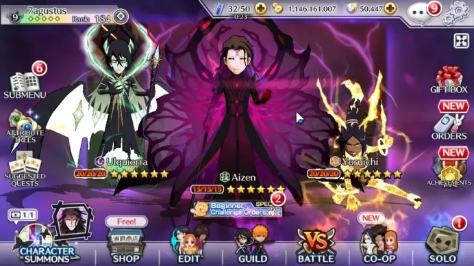 GLOBAL|BP 900K+50k Orb|TYBW26(Jugram,Yhwach,Genryusai,Yoruichi),11th(Aizen,Ulquiora,Grimmjow),10th Rukia,etc|KlabID|BBS2881