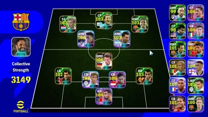Android|11 Epic Lothar Matthaus,Diego Forlan,Lamine Yamal,Cafu|10 Show Time Lionel Messi,Arif Aiman,Dean Huijsen|PES2027|EF3102