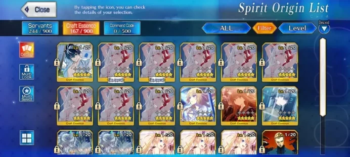 NA Orleans Lvl 19|2 SSR Servant| ( Ciel, kashin koji ) |71 Golden Fruit|Birthday Unset|Log Code|Check SS|(FGO837)