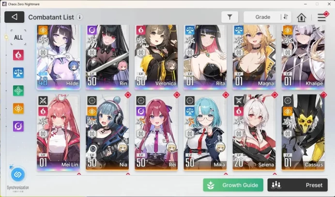 Global|Lv.43|7 SSR [Hilde+Sign,Rin,Veronica,Rita,Magna,Khalipe,Mei Lin]|3,1k Crystal|Check SS CZN056B