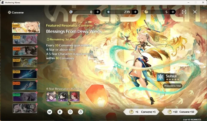 SEA|UL 20|Rank 2|4 Char Limited [Phrolova+Sign],Jiyan,Hiyuki,Lynae|Mc Male|TakeMail WW422B