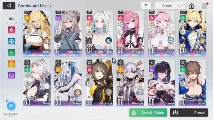 ASIA Lv 57|14 SSR [HeidemarieM6,Adelheid,DianaM3,Nine,Reona]+Sign,VeronicaM3,ChizuruM1,RinM1|14kCrystal,55 PL|Log Stove|CZN2107