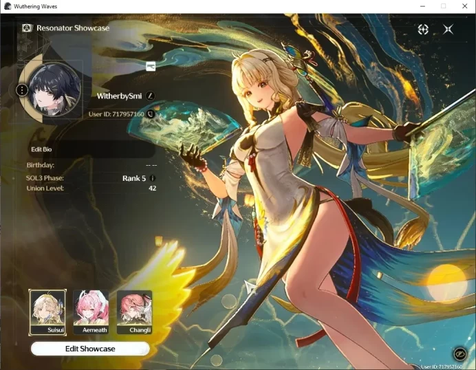 Asia|UL 42|5 Limited|(Aemeath,Jinhsi)+Signature Suisui,Changli,Zhezi + 4 Standard Char|Female MC|Log kuro|Check SS|(WW4037)