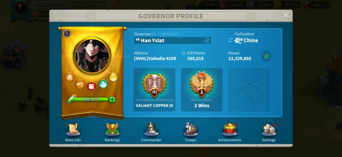 12M Power - KD 4109, Very Young Account Offseason Season 1 - VIP 11 - Cao Cao 5511, Legendary Pelagius 5311 - Hidden Lotus - 76 Days Old #539