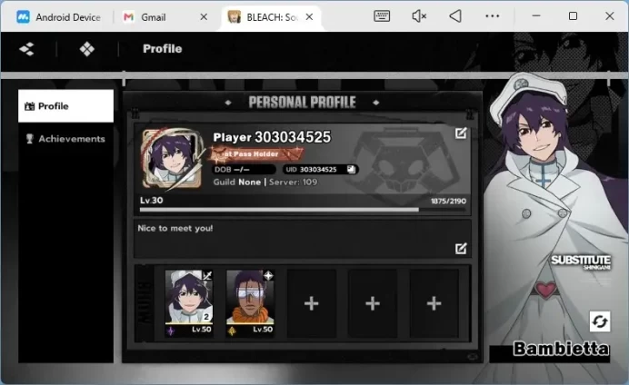 Nuverse SEA|Lv.30|2 SSR 2 Sign (Tosen,BambiettaB2)+Sign+Stamp|Log Google|Check SS BSR132B