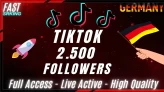 2.500 TikTok Followers Account / Live Phone / Germany / High-Quality