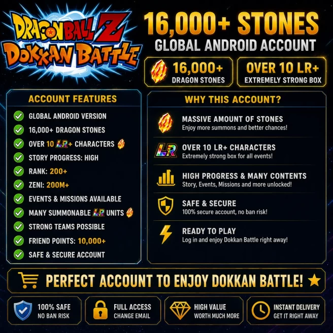 DOKKAN ANDROID 16000+DS 10+LR RANK230+ SEMI‑FRESH