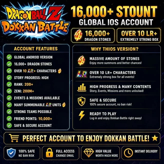 DOKKAN IOS 16000+DS 10+LR RANK230+ SEMI‑FRESH