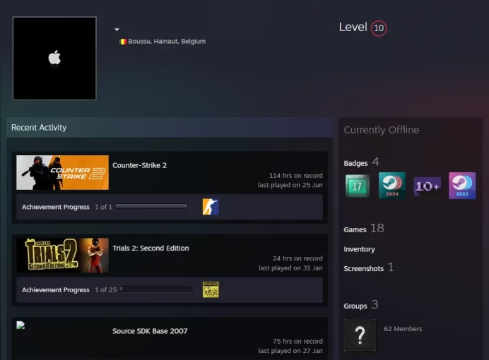 10 Lvl Steam-18Game-CS2 Prime 114 hours+4Medals(10Y/5Y/Loyalty Badge/Global Offensive Badge)-Faceit Ready