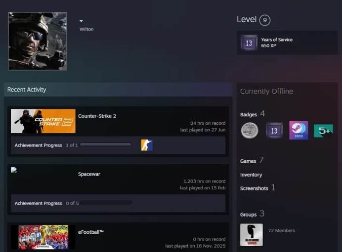 CS2 Prime 94 hours+4Medals(10Y/5Y/Loyalty Badge/Global Offensive Badge)-Faceit Ready+13 Years of Service Steam