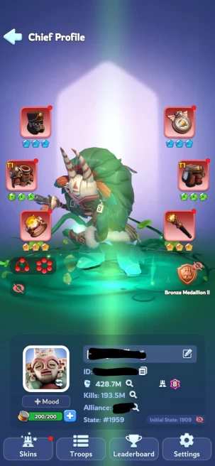 5 - FC 8 | Power 429M | 38 Hero | VIP 11 | 26 Skin | 2 Helios | 900k Mythic Shard | 754k Gems | INSTANT DELIVERY!