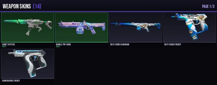 NA 14 Skins + 135 RP Comet Spectre / Bubble Pop Judge / Tacti-Series Guardian / Tacti-Series Frenzy Full Access