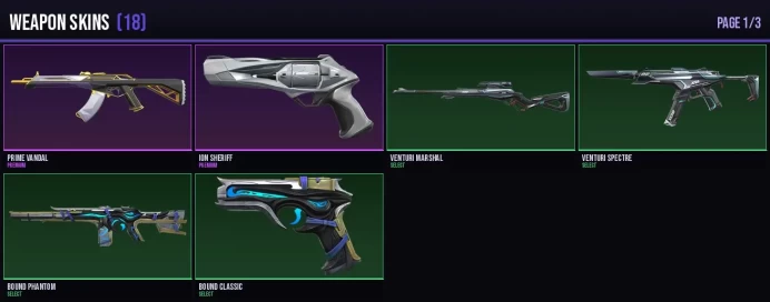 EU/Iron 3 18 Skins + 14 Agents Prime Vandal / Ion Sheriff / Venturi Marshal / Venturi Spectre Full Access