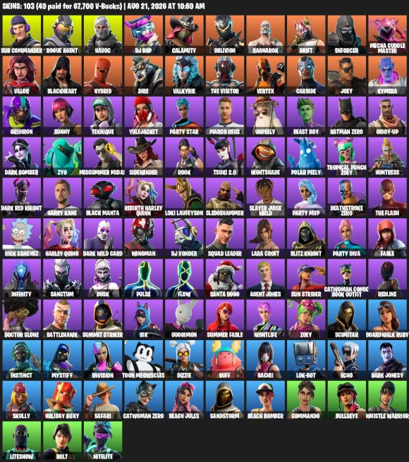 [PSN/XBOX] | 103 Skins | Lara Croft | Star Wand | Permafrost | Instigator | Positron | Orange Justice | Hype | Rocket Ro