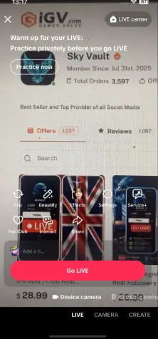 FRANCE | 1.000+Real followers+ 2.000 Likes+Creator rewards program | Live Mobile+Live Gaming+Live Rewards |Beta Monetized Country |