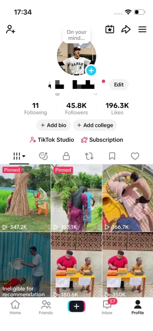 Instanly Delivery/ Monetized 45K Real Followers+180K Real Likes Account/ Creator Rewards Program Activated/ Full Access