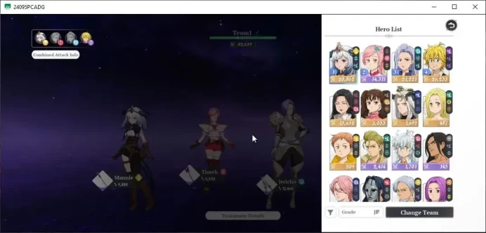 SEA|Lv 43| 8 SSR |MeliodasP7+Sign,JerichoP4,DianeP3,MannieP3,GuilaP2,Elaine,King,Drake|1,5K Star Fragment|Log Google|SDO1178