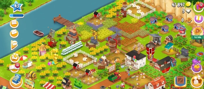 H127◈Design Farm Lvl 43◈Barn Storage 2150◈Silo Storage 1050◈47K Coins◈Beginner Best Farm